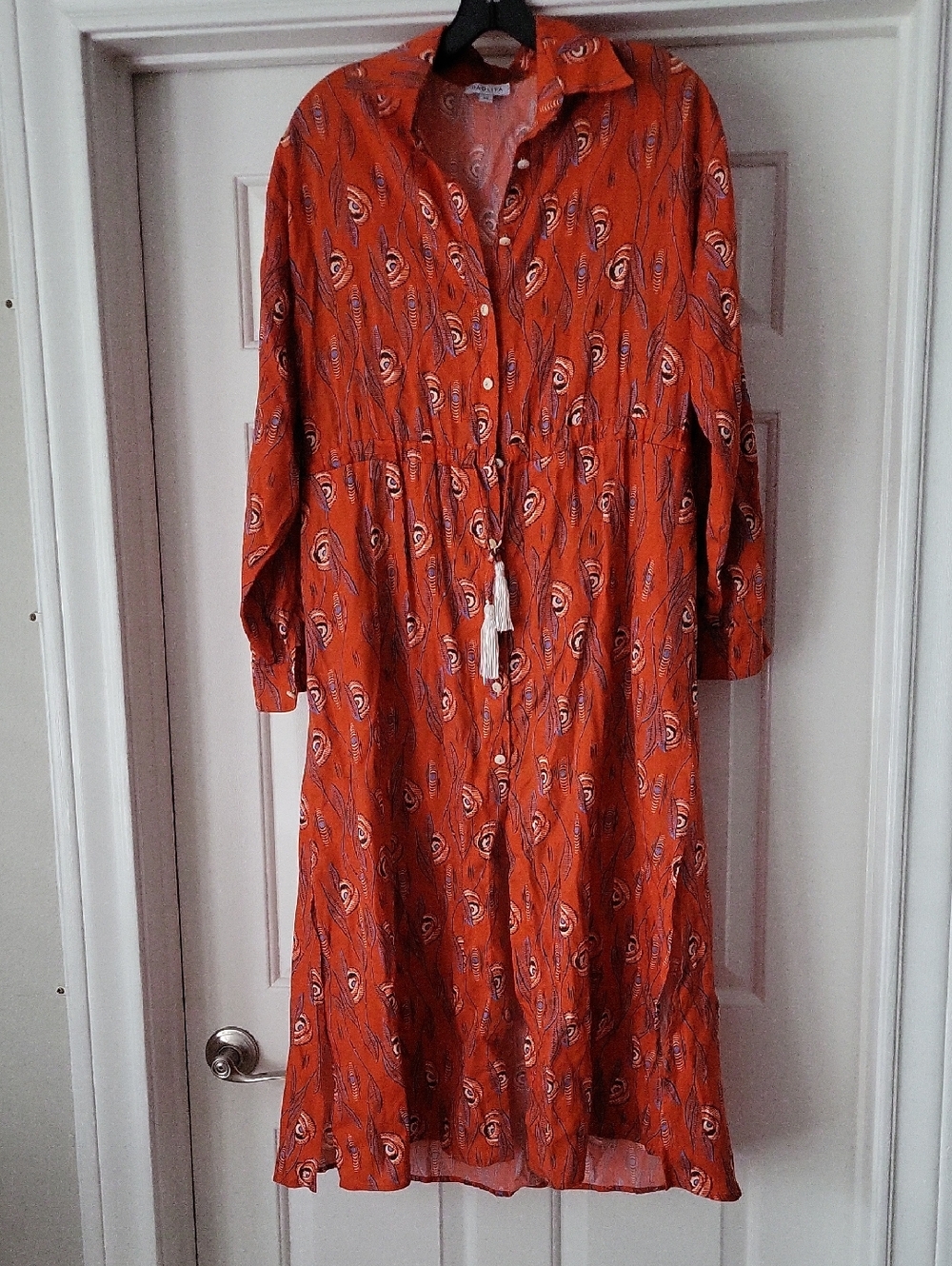 Paolita Orange Paisley-Print Button-Front Dress